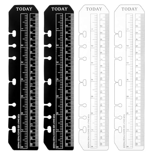 ZORVYN 4-Stück Lesezeichen Lineal, A5 Seitenmarker Lineal, Kunststoff Seite Marker, Page Finder, DIY Loseblatt Notebook, Standard 6 Löcher (A5 Format) (6-Loch Binder) von ZORVYN
