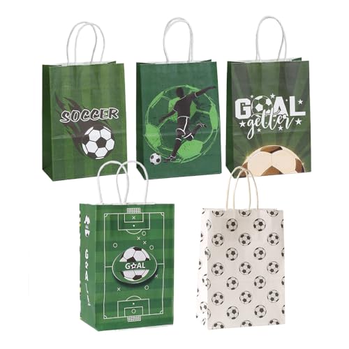 ZORVYN 5 Stück Fußball Papiertüten Geschenktüten Partytüten Mitgebsel Tüten Gastgeschenk für Kindergeburtstag Kinder Geschenk von ZORVYN