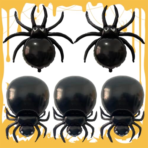 ZORVYN 5 Stück Halloween Luftballons Spinne Große Folienballon Spinnen Ballons für Kinder Party Geburtstag Deko von ZORVYN