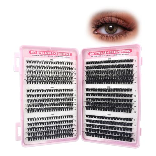 ZORVYN 540 Stück Wimpern Extensions Lash Extension Set, Künstliche Wimpernverlängerung zu Hause, DIY Wimpern Extensions für Anfänger, Mädchen und Frauen, 30-40-50-60-80-100D Curl (8-16mm Mix) von ZORVYN