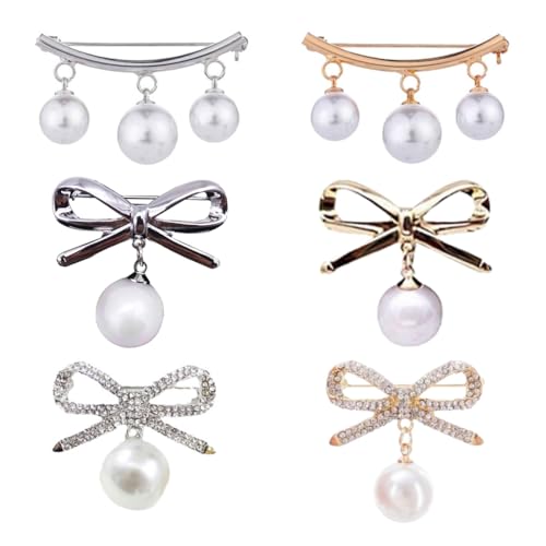 ZORVYN 6 Stück Elegante Damen Broschen Set für Kleidung - Anti-Exposure Fixed Brooches Pins, Cardigan Clips, Schleppennadel für Brautkleid, Kleider Clip, Ausschnitt Verkleinern von ZORVYN