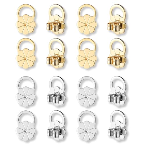 ZORVYN 8 Stück Hypoallergen Einstellbare Ohrringheber Damen Ohrring-Verschlüsse Ohrmuschelheber Lifters von ZORVYN