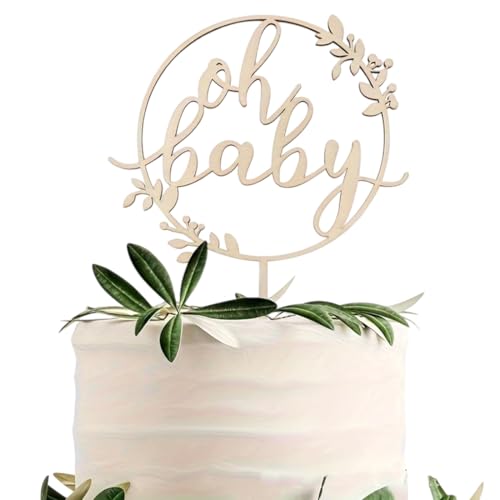 ZORVYN Cake Topper Holz Kuchenstecker für Baby Shower Babyparty Tortendeko Gender Reveal Partydeko Eine Windeltorte von ZORVYN