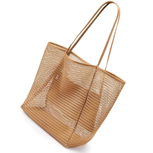 ZORVYN Große Strandtasche Damen Familie, Faltbare Leichte Mesh Netztasche Mit Reißverschluss Innentasche, Shopper Badetasche Für Frauen von ZORVYN