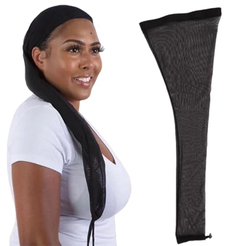 ZORVYN Haar-Weave-Sleeve für Locs – Extra-langer Haarsleeve für Zöpfe, Dreadlocks & Twists – Atmungsaktiver Loc-Sleeve für Damen – Dehnbarer, leichter Haar- & Perückenschutz (Schwarz) von ZORVYN