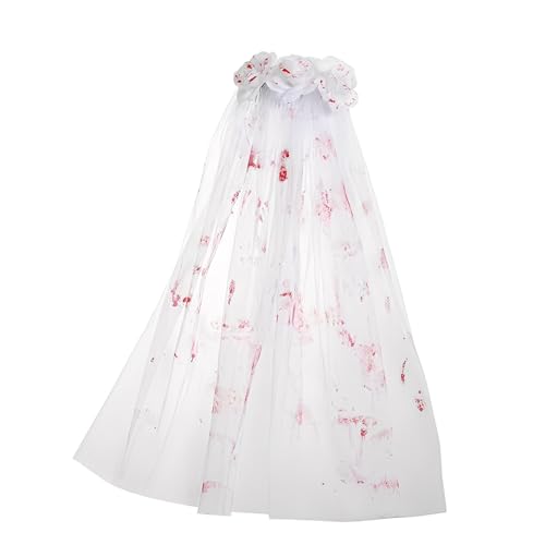 ZORVYN Halloween Blutiger Schleier Horror Brautschleier Zombie Braut Kostüm mit Haarkamm Karneval Fasching Mottoparty Accessoires von ZORVYN