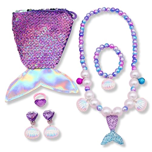 ZORVYN Schmuckset Mädchen, Kinderschmuck Enthalten Halskette, Ringe, Armbänder, Ohrring, Aufbewahrungstasche, Schmuck Set von ZORVYN