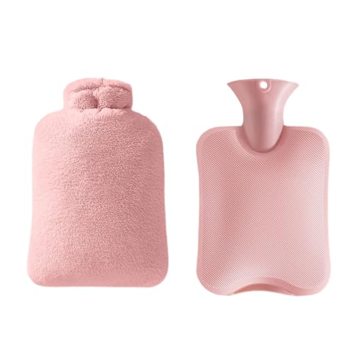 ZORVYN Wärmflasche mit Weichem Bezug Flauschig PVC Heißwasserbeutel ideal zur Schmerzlinderung Sichere und Haltbare Beste Geschenk für Frauen und Erwachsene (2L) (Rosa) von ZORVYN