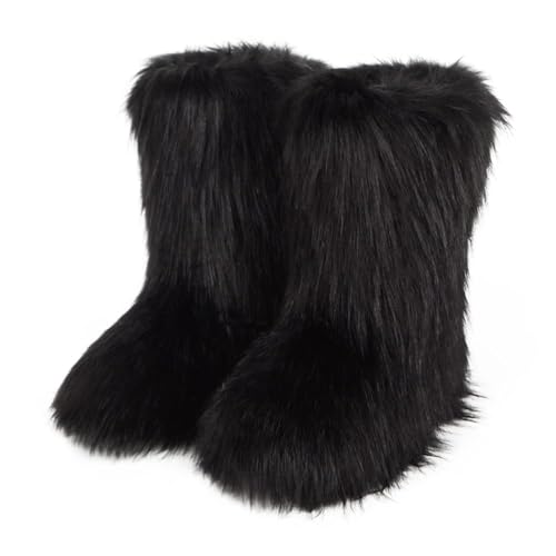 ZOSCGJMY Damen Künstliche Fell Pelz Stiefel Winter Boots Winterstiefeln Langstiefeln Warm Gefüttert Schnee Stiefel von ZOSCGJMY