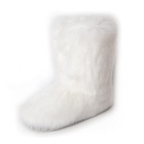 ZOSCGJMY Damen Künstliche Fell Pelz Stiefel Winter Boots Winterstiefeln Langstiefeln Warm Gefüttert Schnee Stiefel von ZOSCGJMY