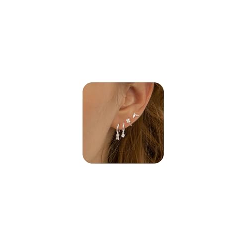 ZOSIGN Ohrringe Creolen, Ohrringe Silber, Kleine Creolen für Damen, Zirkonia Stapelbar Hypoallergene Silber Ohrringe, für Mehrere Piercings, Modeschmuck für Frauen und Mädchen von ZOSIGN