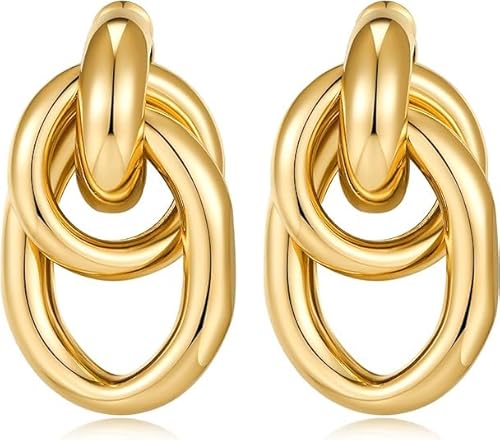 Gold Hoop Ohrringe, 1 Paar Geometrische Ohrringe Gold, Tropfen Ohrringe Gold, Goldene Creolen, Ohrringe Gold Damen, Geeignet als Geschenk für Mädchen von ZOSIGN