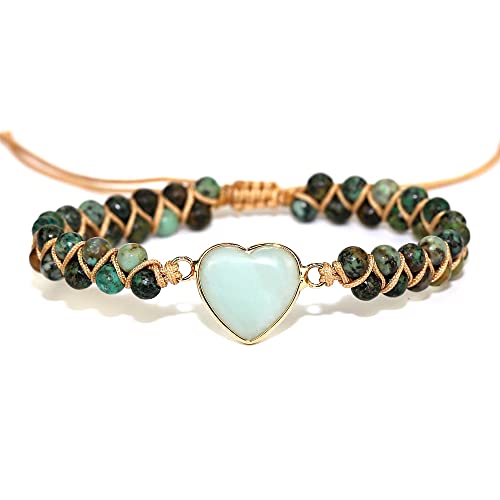 ZOSOJONA Frauen Handgemachte Boho Wickelarmbänder Naturstein Vielfalt Perlen Strang Schmuck Verstellbar Stein Achat von ZOSOJONA