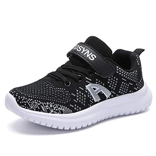 ZOSYNS Hallenschuhe Kinder Sneaker Jungen Sportschuhe Mädchen Turnschuhe Kinderschuhe Outdoor Laufschuhe für Unisex-Kinder Schwarz 28 von ZOSYNS