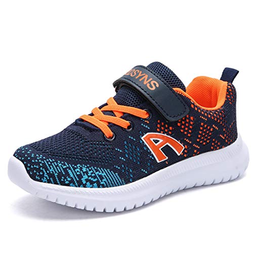 ZOSYNS Jungen Sportschuhe Kinderschuhe Jungen Laufschuhe Mesh Atmungsaktiv Kinder Sneaker Turnschuhe Klettverschluss Wanderschuhe Hallenschuhe für Jungen Blau 32 von ZOSYNS