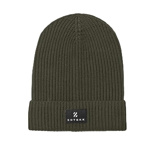 ZOTEKK | Knitted Hat | Merino Mütze, Klassische Wollmütze für Herbst & Winte | Beanie für Damen & Herren | Hochwertiger Merinowolle - Army von ZOTEKK