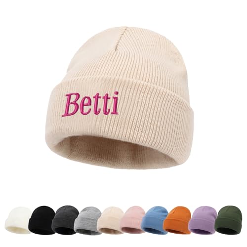 ZOTIMEF Personalisierte Baby-Beanie-Mütze - Individuelle Namensstickerei Gestrickte Beanies Mützen für Kleinkinder Bis Erwachsene Geschenke Aprikose von ZOTIMEF