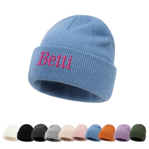 ZOTIMEF Personalisierte Baby-Beanie-Mütze - Individuelle Namensstickerei Gestrickte Beanies Mützen für Kleinkinder Bis Erwachsene Geschenke Hellblau von ZOTIMEF
