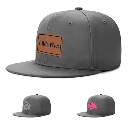 ZOTIMEF Personalisiertes Baby-Baseballkappe - Individueller Name Lederflicken Trucker-Mütze - Verstellbarer Snapback für Säugling, Kind, Erwachsener Grau Kein Netz von ZOTIMEF