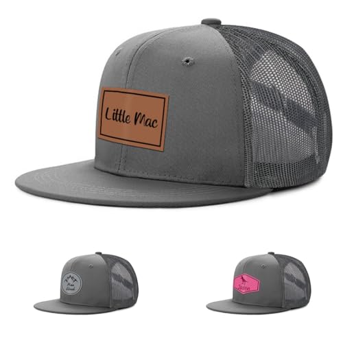 ZOTIMEF Personalisiertes Baby-Baseballkappe - Individueller Name Lederflicken Trucker-Mütze - Verstellbarer Snapback für Säugling, Kind, Erwachsener Grau Netz von ZOTIMEF
