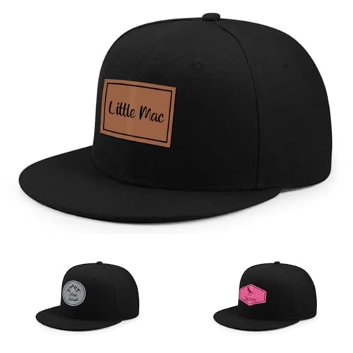 ZOTIMEF Personalisiertes Baby-Baseballkappe - Individueller Name Lederflicken Trucker-Mütze - Verstellbarer Snapback für Säugling, Kind, Erwachsener Schwarz Kein Netz von ZOTIMEF