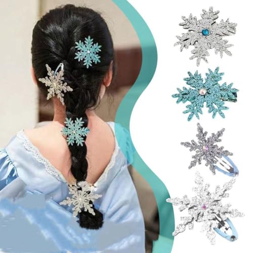 Prinzessin Schneeflocke Haarspange Blau Weiß Weihnachten Haarschmuck für Frauen Glitzer Haarspange Weihnachten Haarspangen Schneeflocke Schleife von ZOUBAOQ