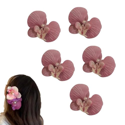 Süße Phalaenopsis-Blumen-Haarnadel, koreanisches Mode-Design, Stoff, florale Perlen, Haarschmuck, weiblicher Kopfschmuck von ZOUBAOQ