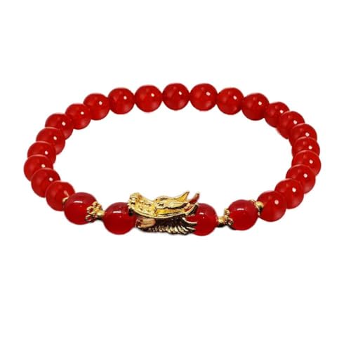 ZOUBAOQ 2024 Drachenjahr-Perlenarmband, Perlenarmbänder, elastisches Seil, für Herren und Damen, für beste Freunde, verstellbares Geschenk, Schmuck von ZOUBAOQ