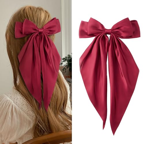 1 StückHaarschleife Damen Großer Schleife Clips, Haarschleifen Mädchen Schleife Haare Bow, Kopfbedeckung Accessoires Frauen(Rot) von ZOUIQSS