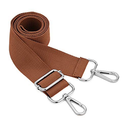 Breite Umhängetaschen Strap,Verstellbarer Ersatz Gürtel Tasche Strap mit Silber Swivel Hooks Soft Canvas Handtasche Riemen Messenger Bag Changeable Long Strap for Crossbody Handtasche (Brown) von ZOUIQSS