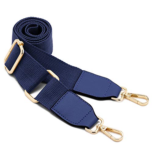 Frauen Breite Schulter Taschen Strap,verstellbaren Ersatz Gürtel Tasche Riemen mit Leder Gold Haken Leinwand Geldbörse Riemen Messenger Bag Changeable Long Strap for Crossbody Handtasche (blau) von ZOUIQSS