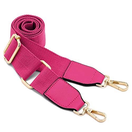 Frauen Breite Schultertaschen Strap,Verstellbarer Ersatz Gürtel Tasche Strap mit Leder Gold Haken Leinwand Geldbörse Riemen Messenger Bag Changeable Long Strap for Crossbody Handtasche (Rose Red) von ZOUIQSS