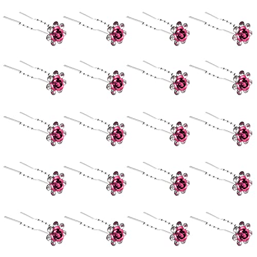 ZOUIQSS 20 Pack (Pink) Kristall-Haarnadeln Rose Blume Strass Haarspangen für Braut Hochzeit Frauen Haarschmuck Zubehör,mit durchsichtigem Behälter von ZOUIQSS