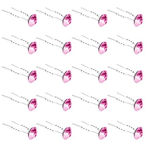 ZOUIQSS 20 Pack (Rosa) Strass Haarnadeln Kristall Haarspangen für Braut Hochzeit Frauen Haarschmuck Zubehör,mit durchsichtigem Behälter von ZOUIQSS