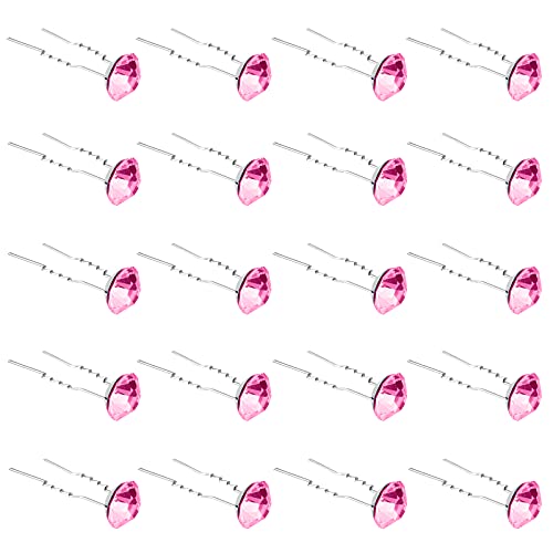 ZOUIQSS 20 Pack (Rosa) Strass Haarnadeln Kristall Haarspangen für Braut Hochzeit Frauen Haarschmuck Zubehör,mit durchsichtigem Behälter von ZOUIQSS
