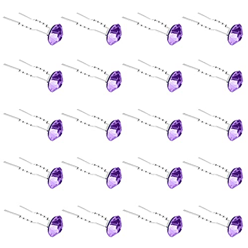 ZOUIQSS 20 Pack (Violett) Strass Haarnadeln Kristall Haarspangen für Braut Hochzeit Frauen Haarschmuck Zubehör,mit durchsichtigem Behälter von ZOUIQSS
