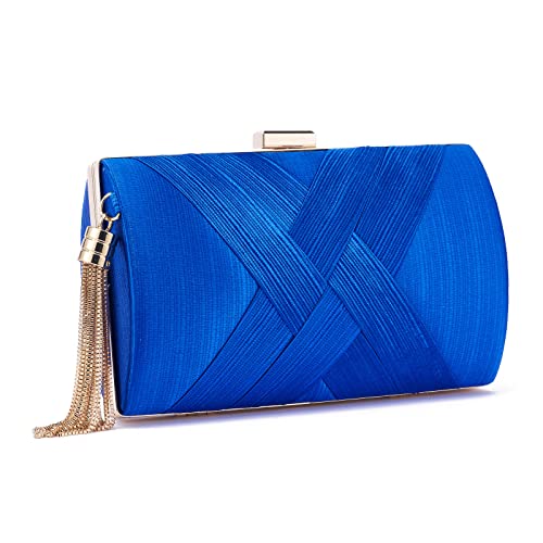 ZOUIQSS Damen Clutch Abendtasche Fransen Elegante Kettentasche Tasche Clutch Bag,Hochzeit Wedding Prom Party Handtasche Crossbody Schultertasche klein Umhängetasche(Blue) von ZOUIQSS