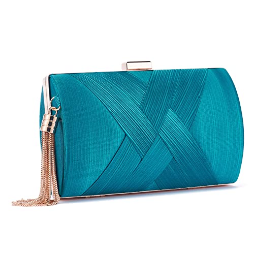 ZOUIQSS Damen Clutch Abendtasche Fransen Elegante Kettentasche Tasche Clutch Bag,Hochzeit Wedding Prom Party Handtasche Crossbody Schultertasche klein Umhängetasche(Lake blue) von ZOUIQSS