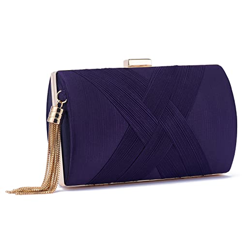 ZOUIQSS Damen Clutch Abendtasche Fransen Elegante Kettentasche Tasche Clutch Bag,Hochzeit Wedding Prom Party Handtasche Crossbody Schultertasche klein Umhängetasche(Purple) von ZOUIQSS