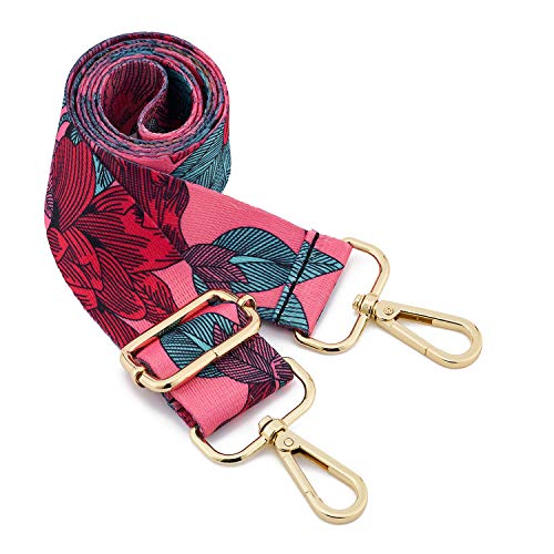 ZOUIQSS Damen Goldfarbene Bunter Schultergurt längenverstellbarer breiter Tragegurt Schultergurt für Handtaschen 3.8cm breit 73-125cm-Schultergurt für Handtaschen((3.8CM) Flower4) von ZOUIQSS