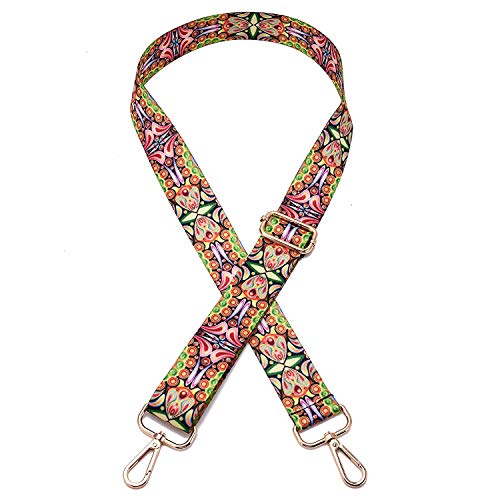ZOUIQSS Damen Goldfarbene Bunter Schultergurt längenverstellbarer breiter Tragegurt Schultergurt für Handtaschen 3.8cm breit 73-125cm-Schultergurt für Handtaschen((3.8CM) Paisley) von ZOUIQSS