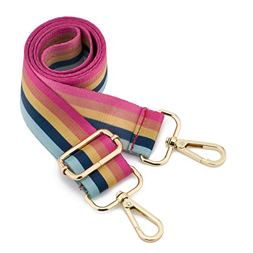 ZOUIQSS Damen Goldfarbene Bunter Schultergurt längenverstellbarer Tragegurt Schultergurt 3.8cm breit 73-125cm-Schultergurt für Handtaschen (rainbow2) von ZOUIQSS