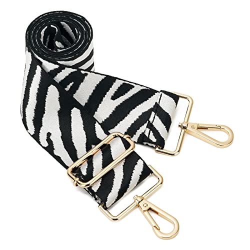 ZOUIQSS Damen Goldfarbene Bunter Schultergurt längenverstellbarer breiter Tragegurt Schultergurt für Handtaschen 5cm breit 73-125cm-Schultergurt für Handtaschen((5CM) ZEBRA3) von ZOUIQSS