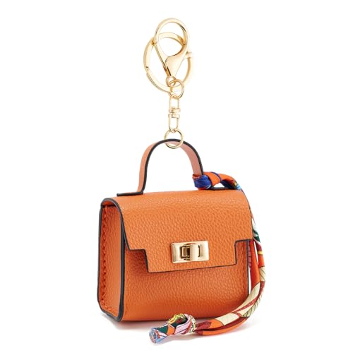 ZOUIQSS Münzgeldbörse, Mini-Handtasche, Schlüsselanhänger für Damen, kreative Schlüsselanhänger, Make-up-Tasche, Münzgeldbörse mit Reißverschluss(Style1-Orange) von ZOUIQSS