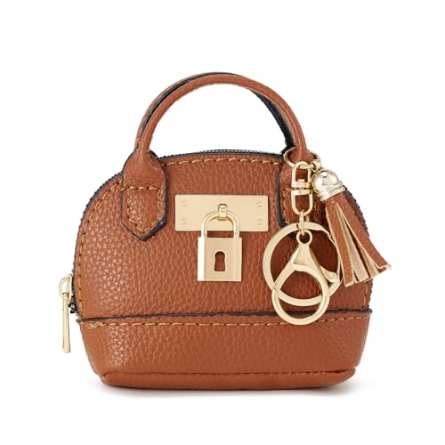 ZOUIQSS Münzgeldbörse, Mini-Handtasche, Schlüsselanhänger für Damen, kreative Schlüsselanhänger, Make-up-Tasche, Münzgeldbörse mit Reißverschluss(Style2-Coffee) von ZOUIQSS