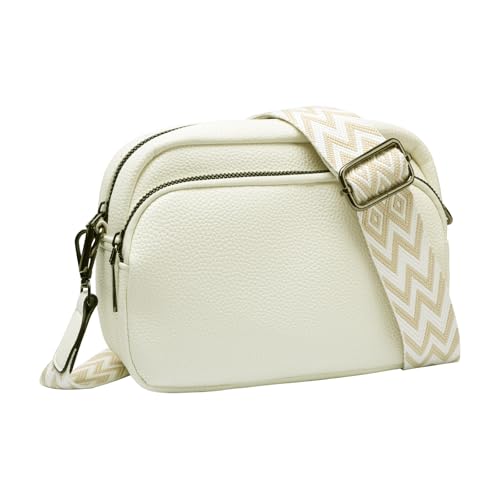 ZOUIQSS Umhängetaschen für Damen,Umhängetaschen mit verstellbarem breiten Riemen mehreren Taschen Cross Body Bag für Frauen(weiß) von ZOUIQSS