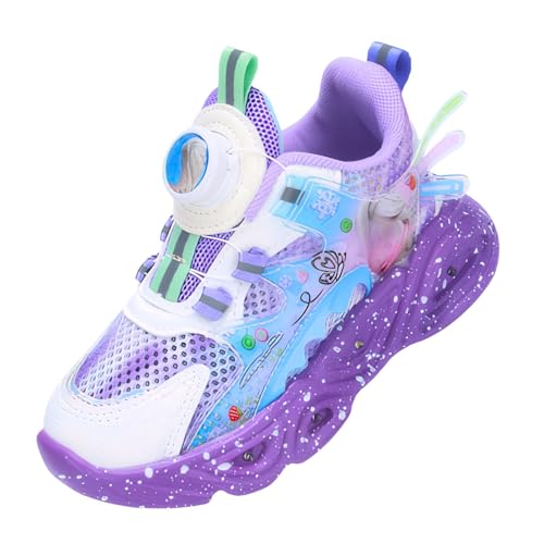 ZOUPREME Mädchen ELSA Kinder Prinzessin Turnschuhe, Kinderschuhe Mesh Laufschuhe Girls Casual Sports Shoes Sneaker Xmas (A1-Purple-Mesh,27) von ZOUPREME