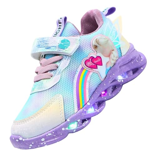 ZOUPREME Mädchen ELSA Kinder Prinzessin Turnschuhe, Kinderschuhe Mesh Laufschuhe Girls Casual Sports Shoes Sneaker Xmas (B1-Purple-Mesh2,24) von ZOUPREME