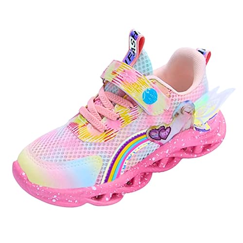 ZOUPREME Mädchen ELSA Kinder Prinzessin Turnschuhe, Kinderschuhe Mesh Laufschuhe Girls Casual Sports Shoes Sneaker Xmas (B2-Rosa-Mesh,28) von ZOUPREME