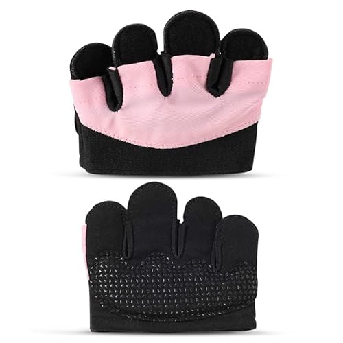 1 Paar Mini Fitnesshandschuhe Herren/Damen Gepolstert rutschfeste Halb Handschuhe, Trainingshandschuhe für Damen und Herren, für Gym Pull-Up Gewichtheben Krafttraining (Rosa) von ZOWEXIQ